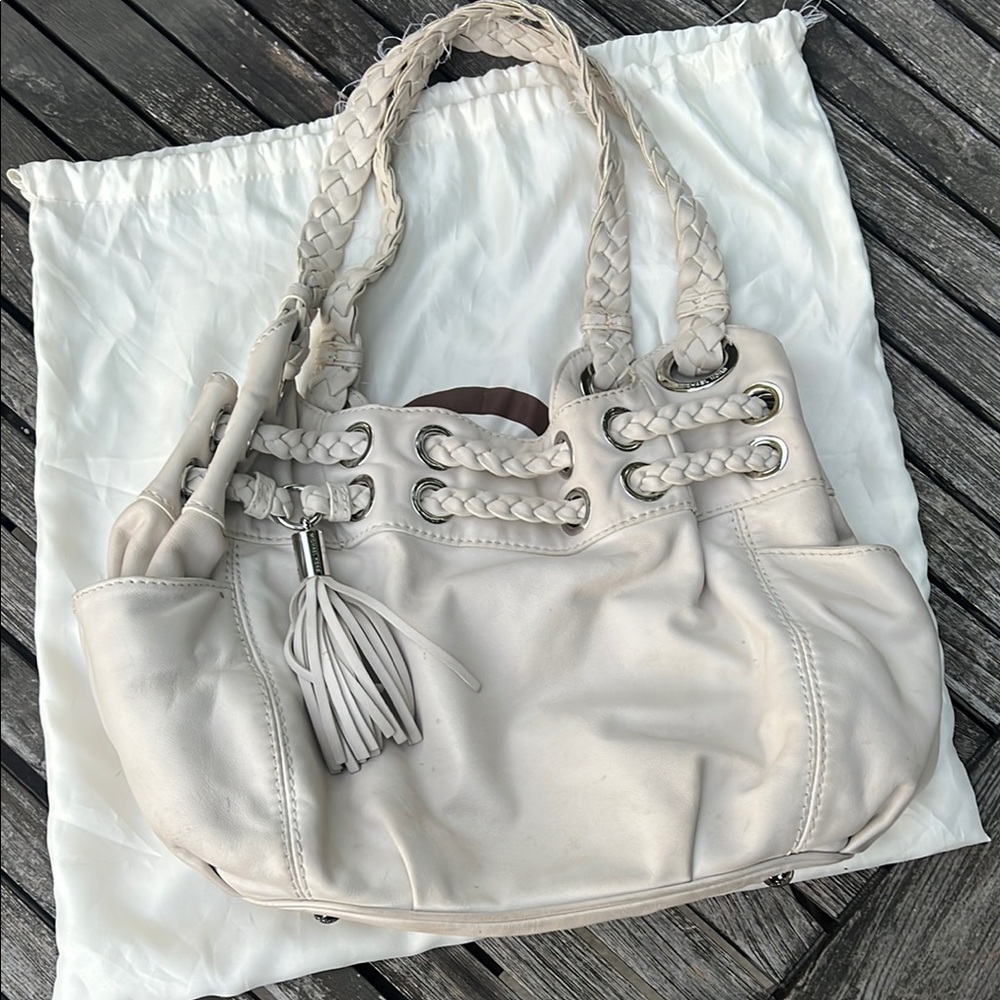 Michael Kors Cream Shoulder Bag with Braided Strap